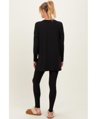 Maternity Black Brushed Knit Oversized Top and Legging Set