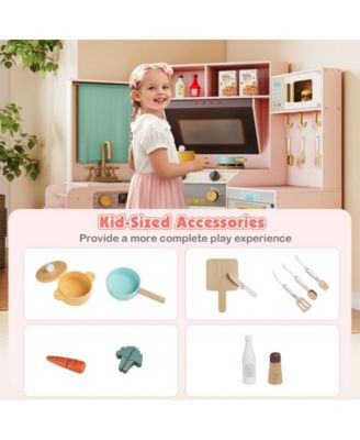 Corner Kids Play Kitchen with Lights Sounds and Pull Out Trash Bin.