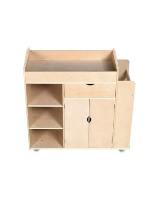 Guidecraft Art Activity Cart - Rolling Wooden Storage Cabinet and Shelves with Caster Wheels Arts and Crafts Supply Classroom Furniture