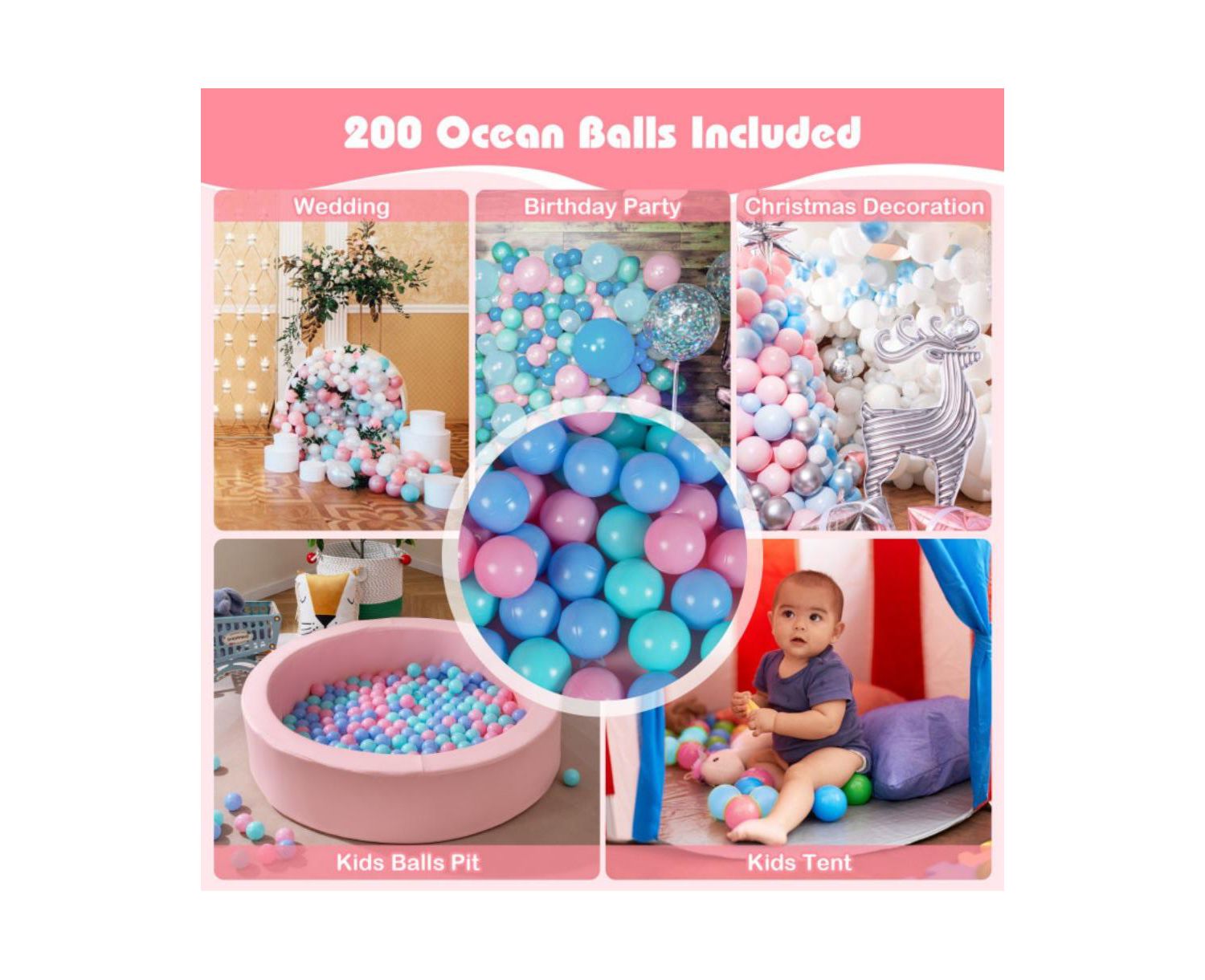 42.5 Inch Round Foam Ball Pit with Washable PU Cover