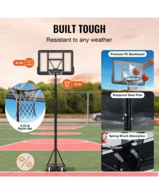 44-Inch Adjustable Basketball Hoop, 4–10 ft Portable Backboard System with Wheels and Fillable Base