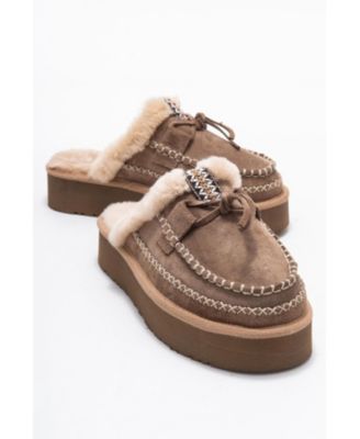 Yalina Leather Platform Moccasin Slippers (Women)