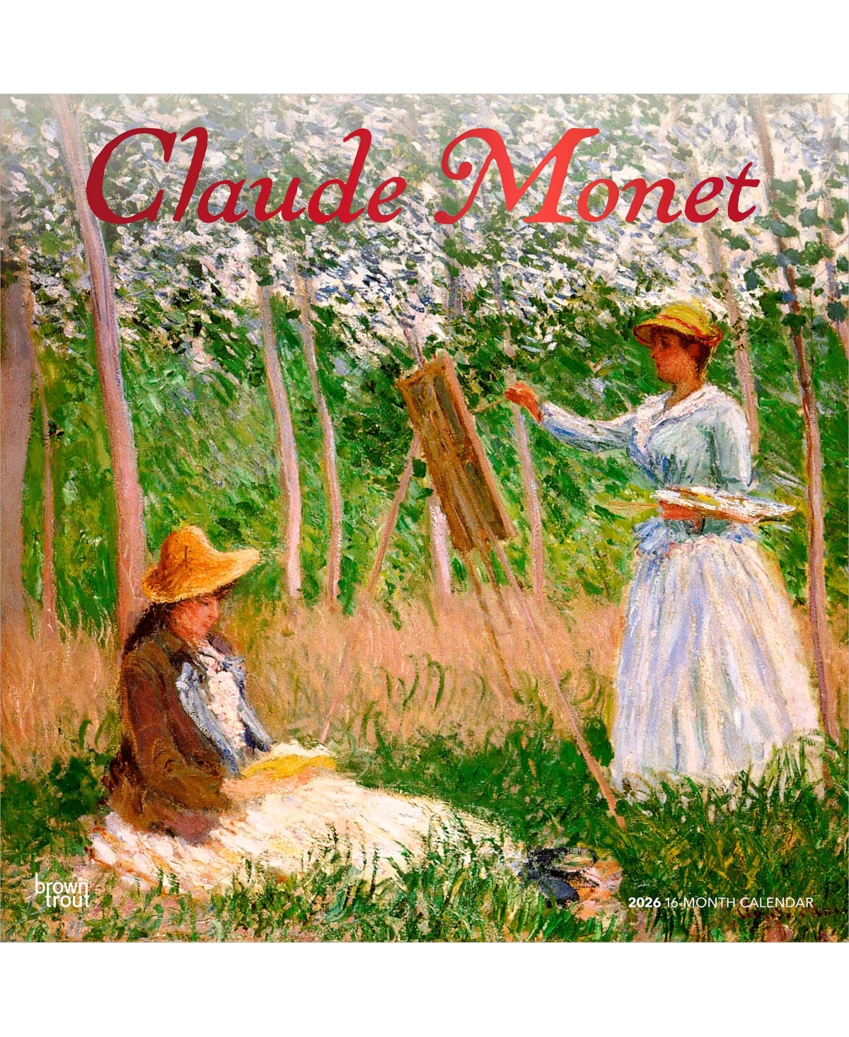 BrownTrout Claude Monet | 2026 12 x 24 Inch (Hanging) Monthly Square Wall Calendar | Foil Stamped Cover | Plastic-Free