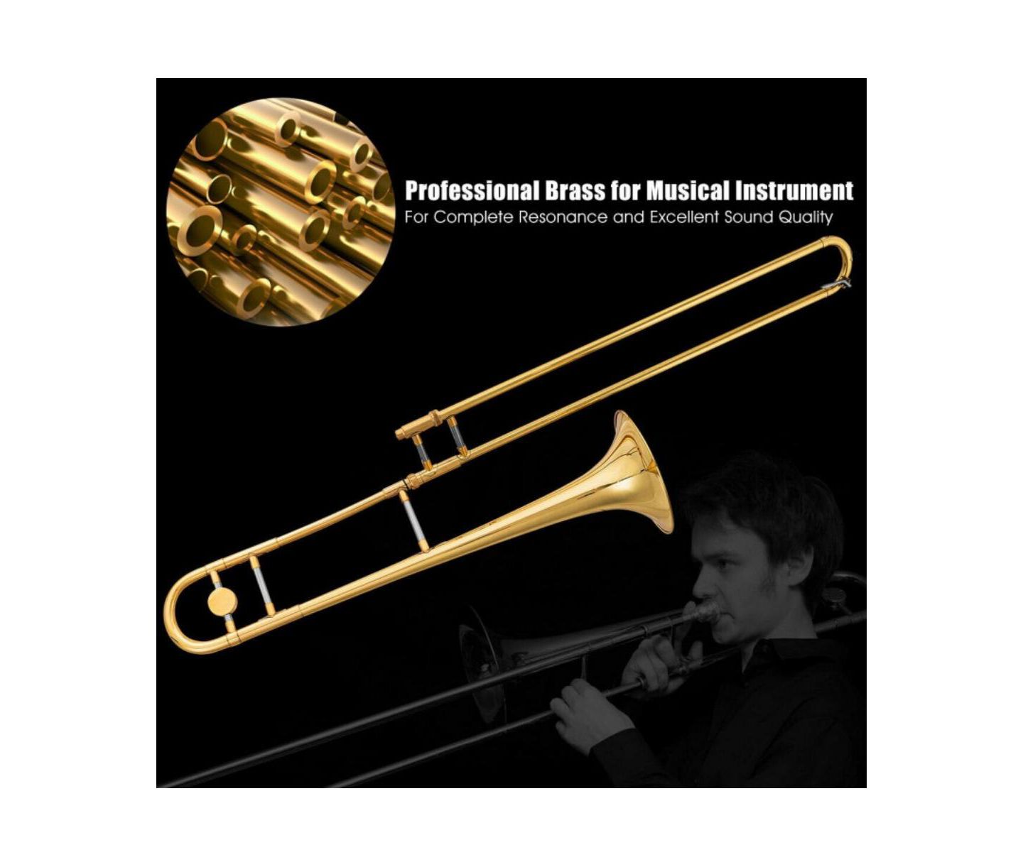 Детская игрушка HONGGE B Flat Brass Trombone with Mouthpiece — фото 9