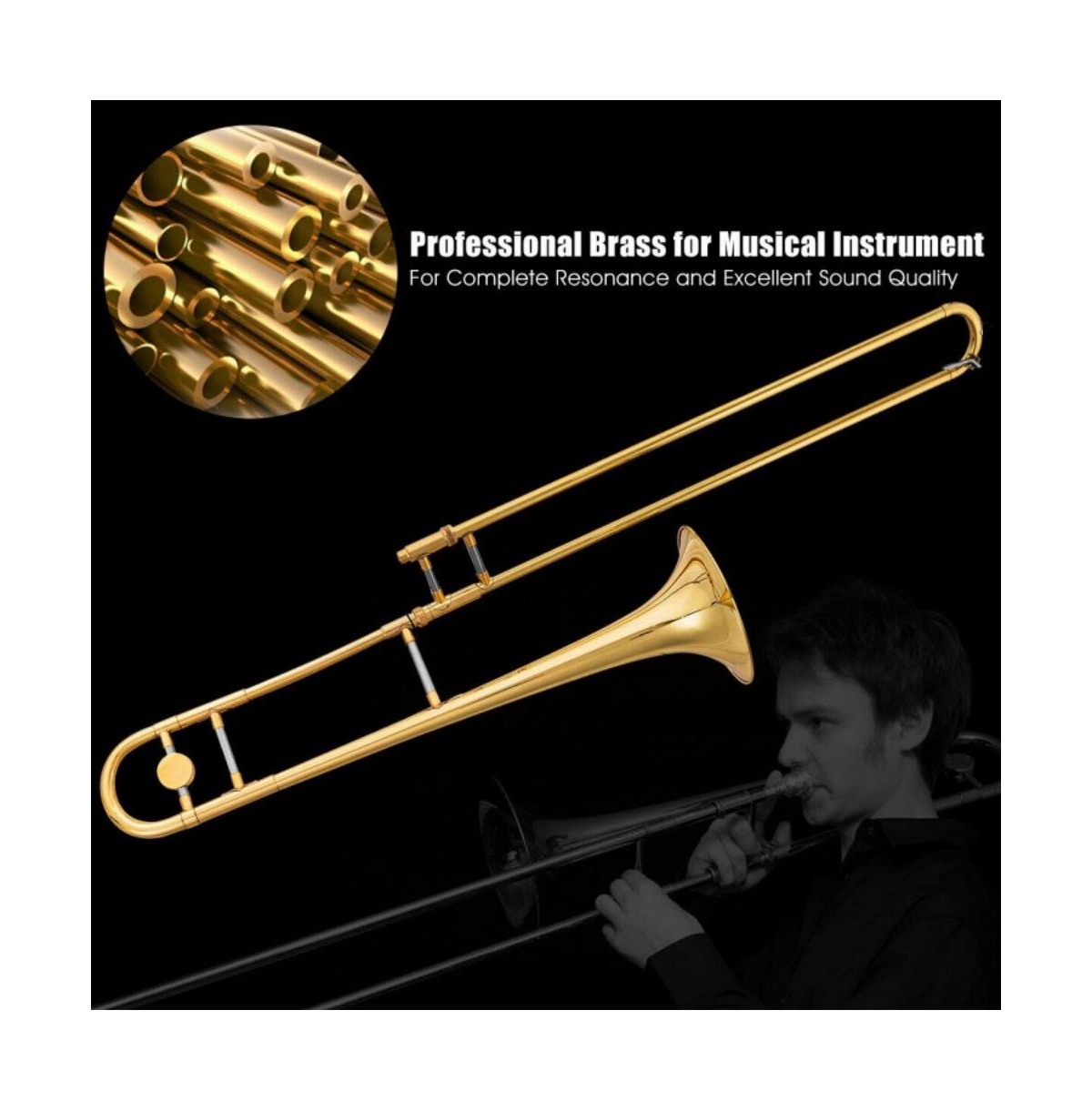 Hongge B Flat Brass Trombone with Mouthpiece
