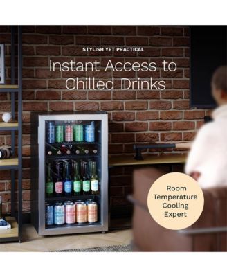 120 Can Beverage Refrigerator Cooler Glass Door Mini Fridge, 3.2 Cu Ft