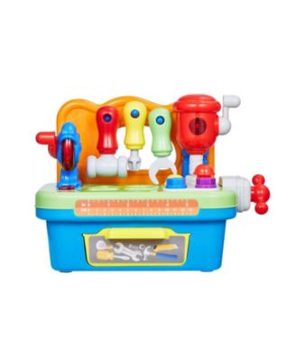 Musical Workbench Toy, Lights & Sounds Learning Tool Set, Shape Sorter, Pounding Game, Pretend Play Bench for Toddlers Age 2+