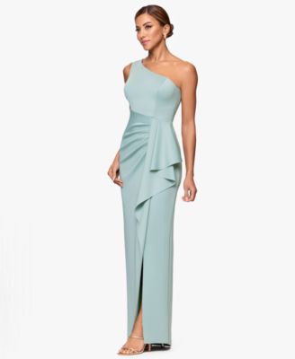 Petite One-Shoulder Side Ruching Gown