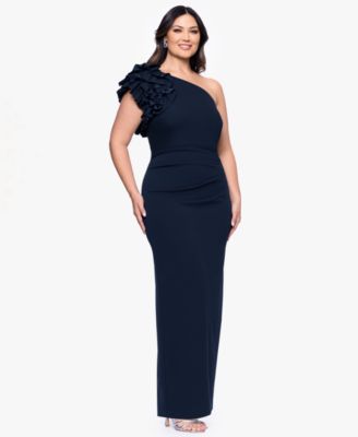 Plus Size One-Shoulder Ruffle Ball Gown