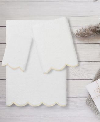 Adornia Scallop Cotton 3-Pc. Towel Set