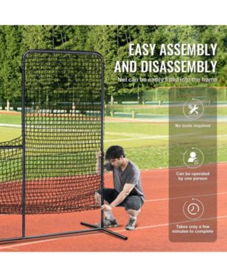 L-Screen Baseball Net, 7x7 ft Safety Pitching Screen with Carry Bag and Stakes, Heavy-Duty Batting Cage Protection Net