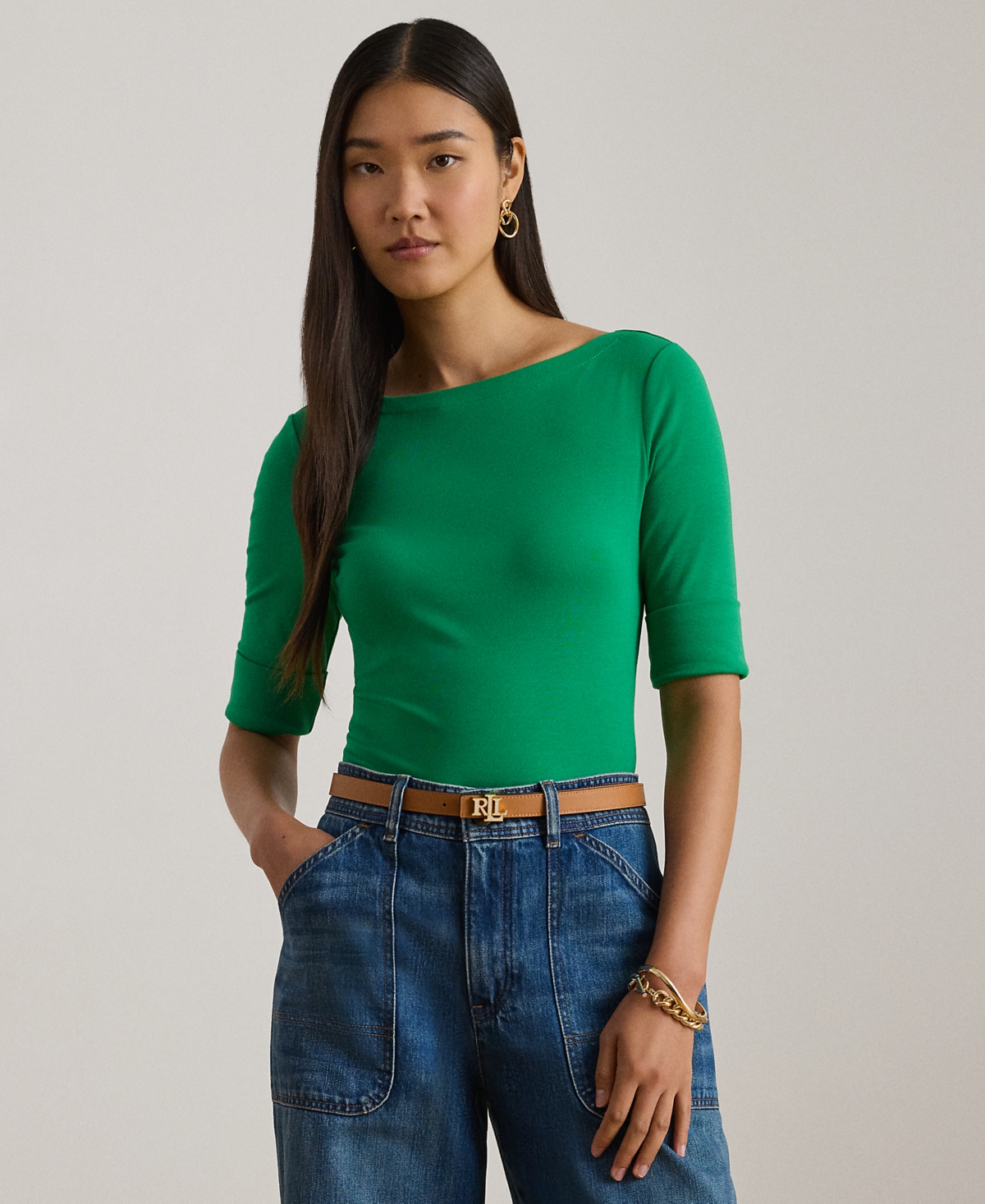 Lauren Ralph Petite Boat Neck T-Shirt