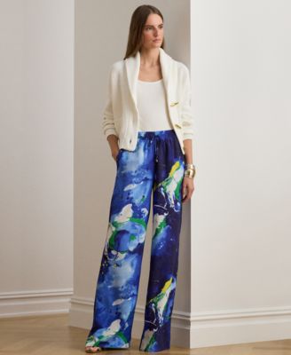 Petite Abstract Print Wide-Leg Pants