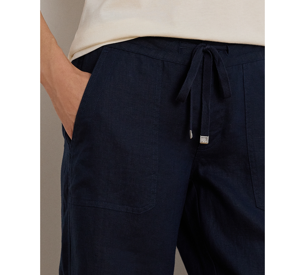 Lauren Ralph Petite 100% Linen Wide-Leg Pants