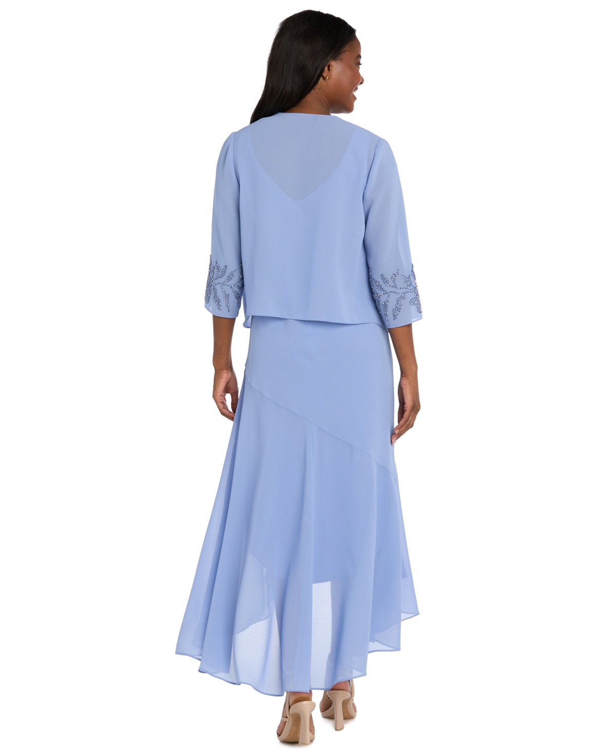 R & M Richards Petite Georgette Tea-Length V-Neck Dress with Removable Jacket