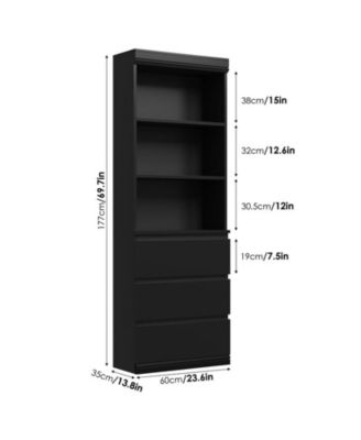 Bookcase with Drawers 70.27 Inches Tall Bookshelf Farmhouse Bookcases Wooden Deep Bookshelves Storage Cabinet Organizer