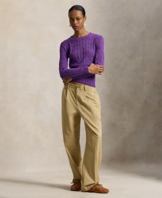 Women's Cable-Knit Cotton Crew Neck Sweater