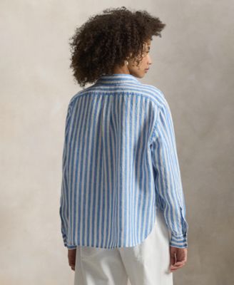 Women's Cropped Gingham Linen Shirt