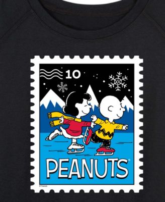 Plus Size Peanuts Lucy Charlie Winter Stamp Word Art Pullover T-shirt
