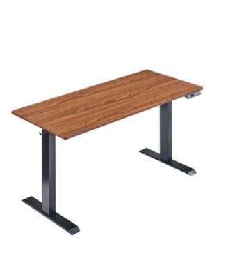 Electric Standing Desk, Adjustable Height, 24x48, Black Frame/Mahogany Top