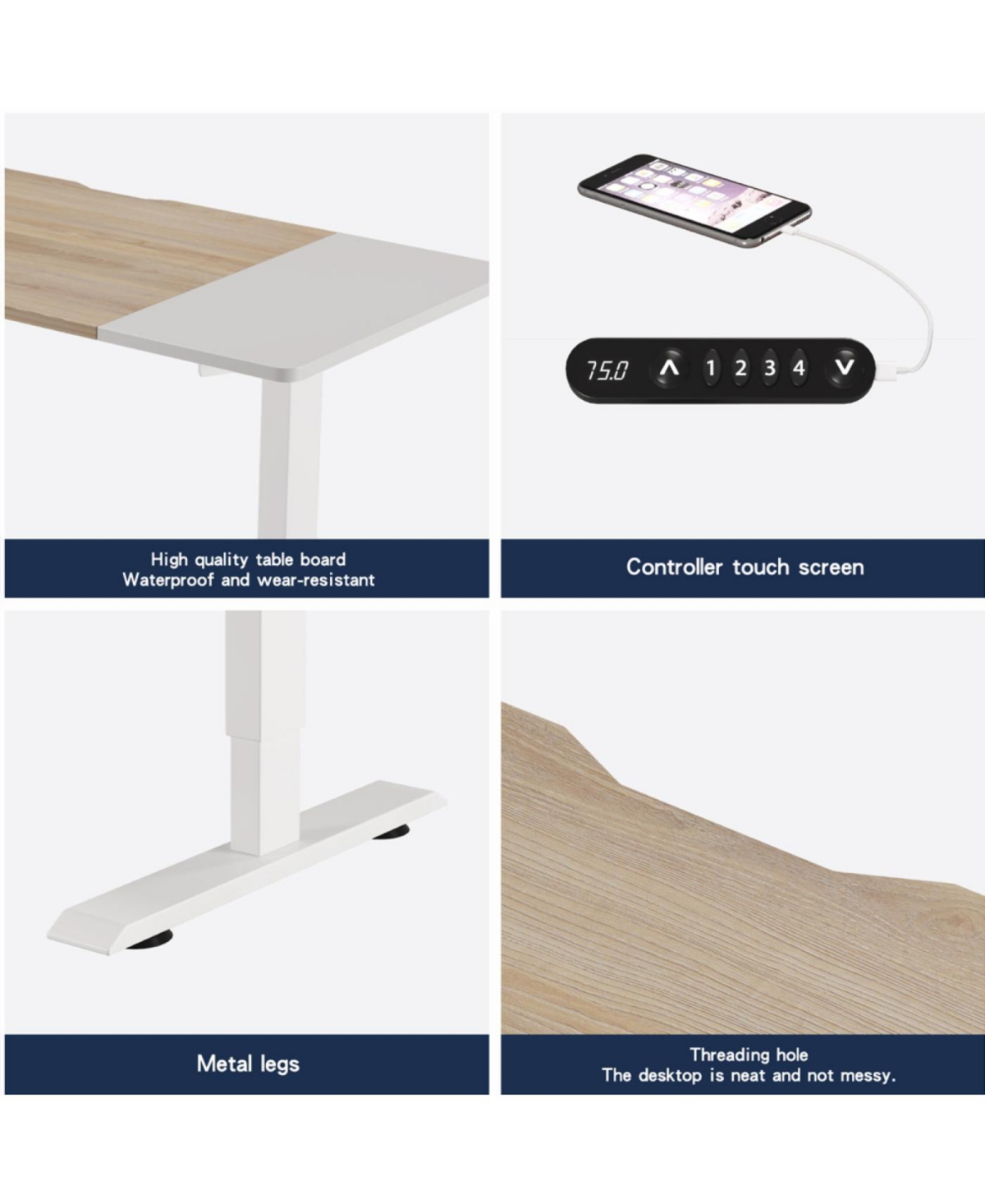 Streamdale Furniture Electric Standing Desk 55" Height Adjustable Computer Table