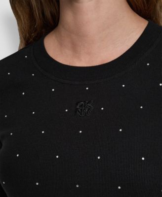 Women's Rhinestone-Embellished Crewneck Sweater