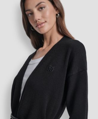 Women's Belted Oversized Open-Front Cardigan