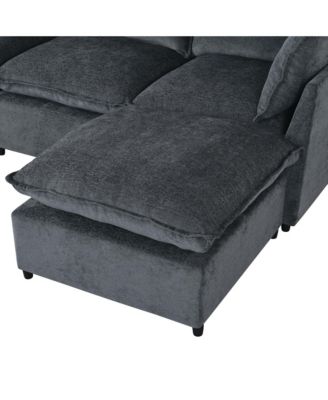 Spacious U-Shape Sectional Sofa with 2 Chaise Lounges and Ottomans