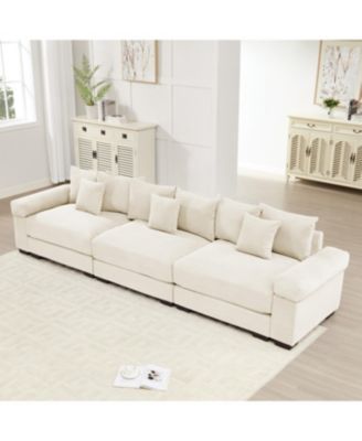 130" Oversized Cloud Modular Sectional Couch, Premium Corduroy 3-Seater Sofa