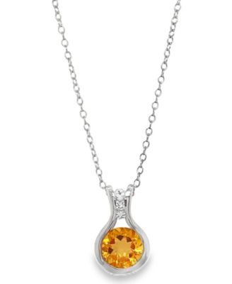 Citrine (1.20 ct. t.w.) and White Topaz (0.08 ct. t.w.) Pendant Necklace in Sterling Silver