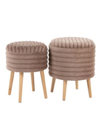 2-Pc. Fabric Tray Plush Contemporary Storage Ottoman Set