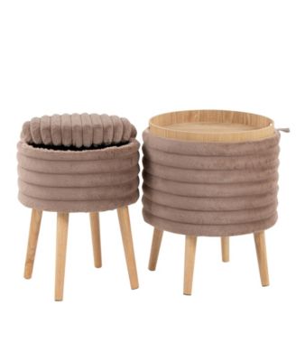 2-Pc. Fabric Tray Plush Contemporary Storage Ottoman Set
