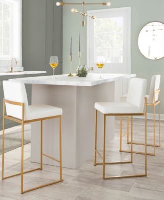 Fabric Fuji Contemporary High Back Counter Stool, Set of 3