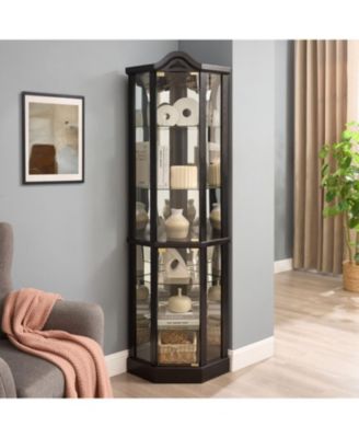 Lighted Corner Curio Cabinet - Black