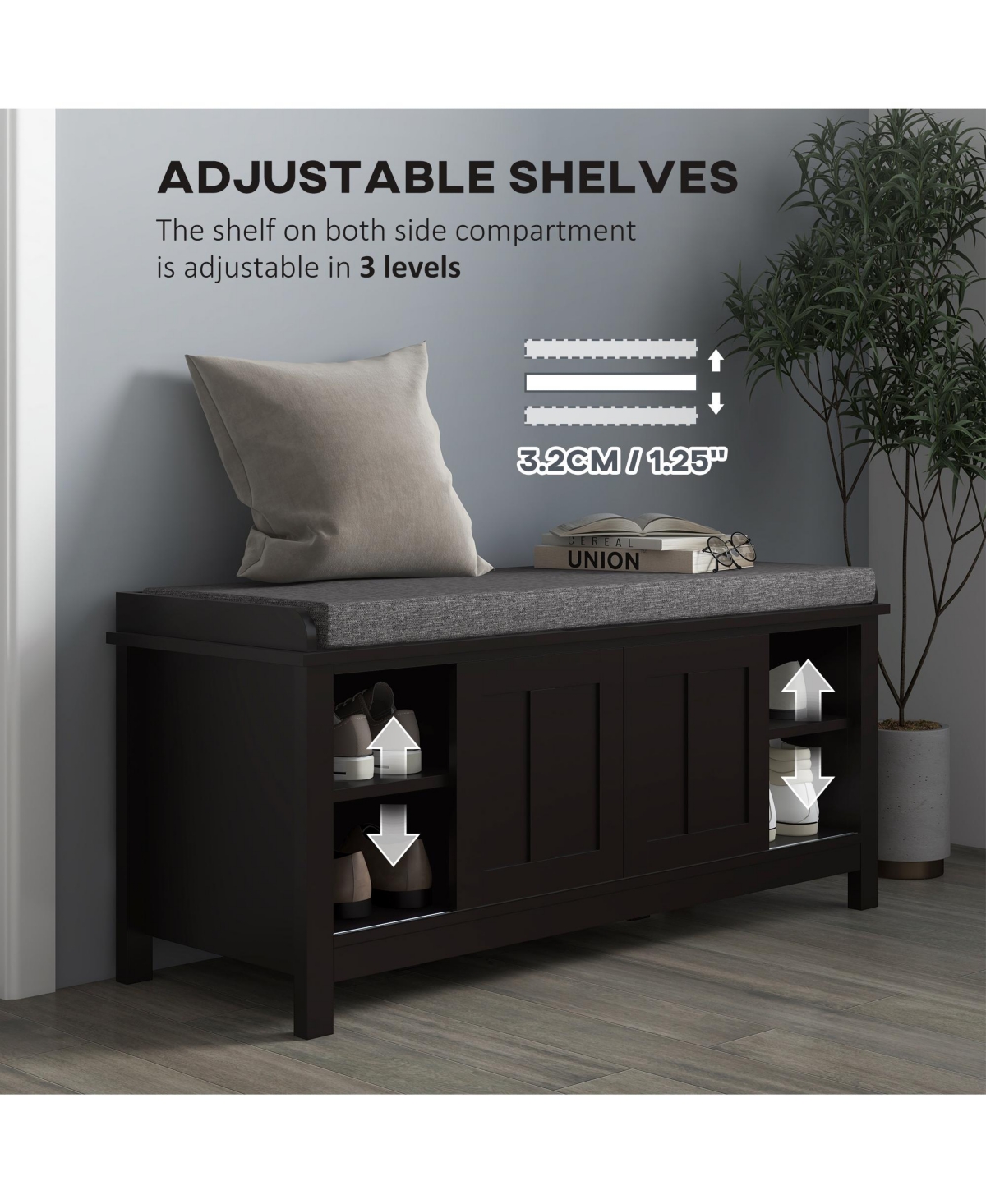 Slickblue Lift-Top Shoe Storage Bench for Entryway