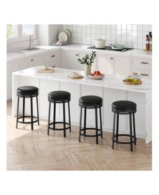 Swivel Bar Stools, 24 Inch Counter Height Bar Stools With Footrest, Pu, For Dining Room, Home Bar
