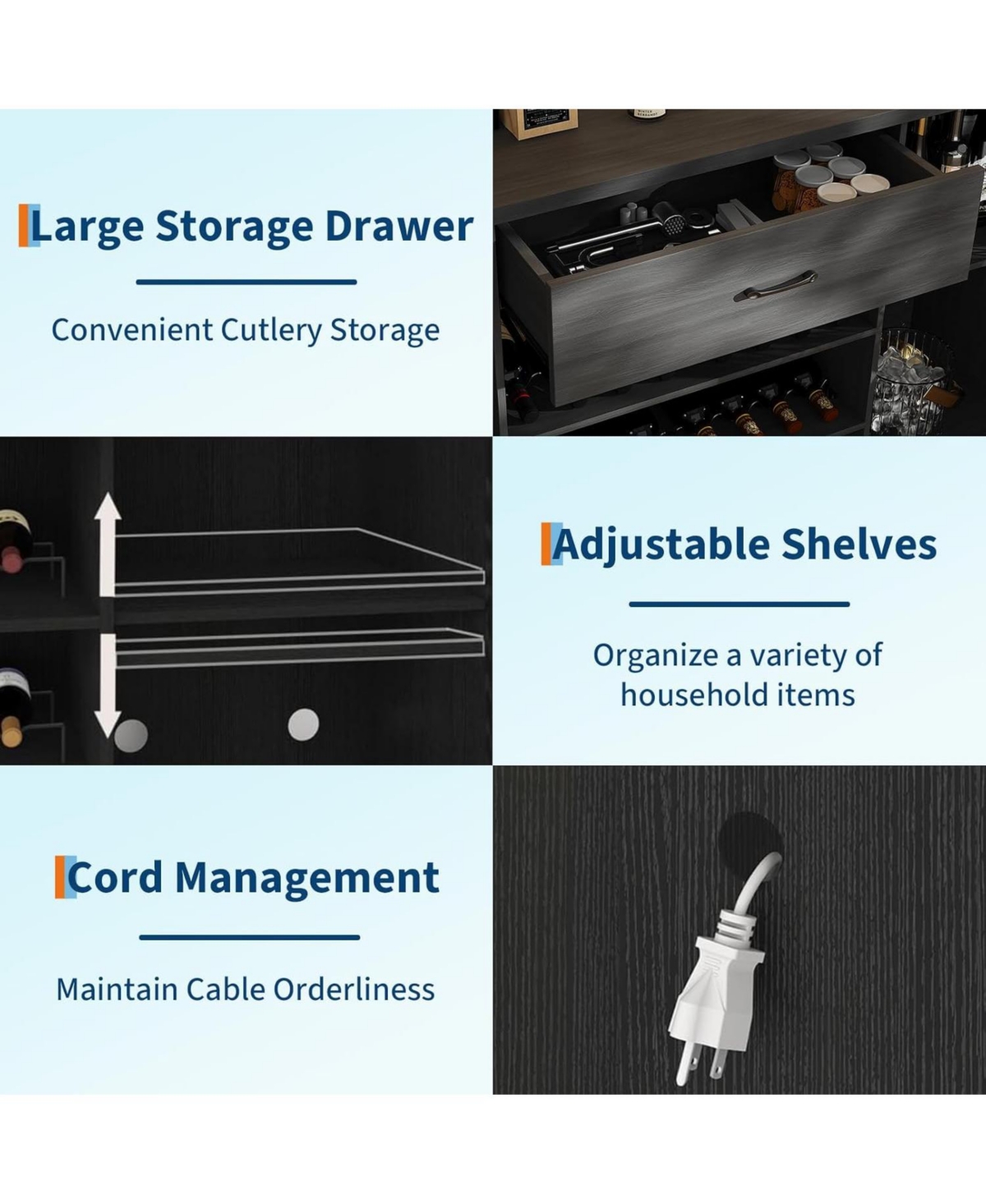 gaomon 71in Wine Bar Cabinet, Modern Buffet Cabinet with Storage Drawer and Adjustable Shelf, Industrial Coffee Bar Table