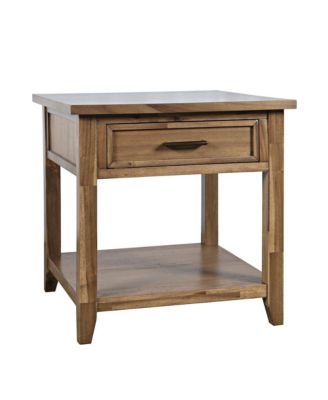 Claremont Transitional Rustic Wood Square End Table with Storage