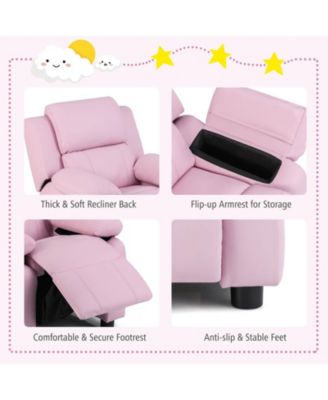 Deluxe Padded Kids Sofa Armchair Recliner Headrest Children w Storage Arms