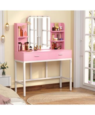 Makeup Vanity with Mirror and Lights, Vanity Table with Drawers