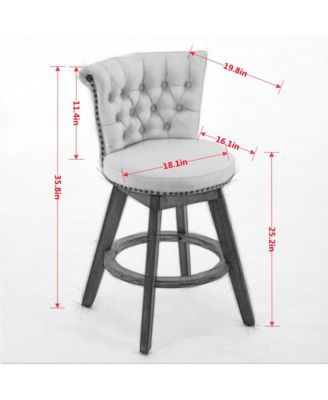 Set of 2 Velvet Bar Stools with Ergonomic Backrest 360° Swivel Kitchen Counter Stools