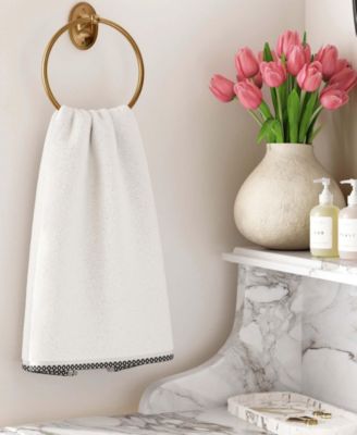 Quick-Dry Cotton Decorative Border 6 Pack Hand Towel Set