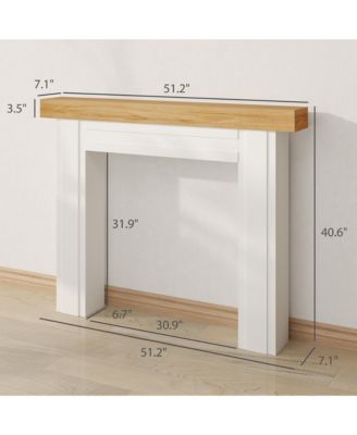 Modern Fireplace Mantel, Fireplace Surround with Leg, Natural Wood