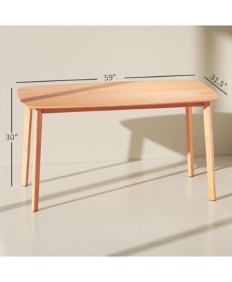 Wood Dining Table for 6, 47" Recgular Kitchen Table, Natural