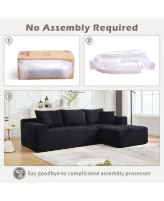 Modular Sectional Sofa Couches L-Shape Couch 3 Seat Modular Sofa Memory Foam Sectional Couches, Cloud Couch with Right Chaise.