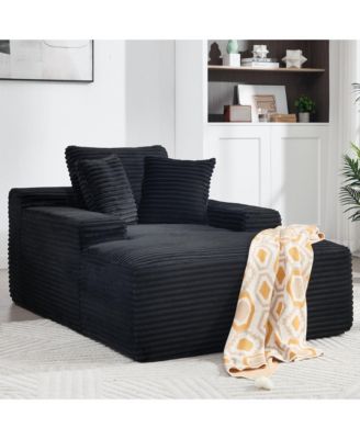 67 Inch White Velvet Chaise Lounge Chair with 9.9 Inch Wide Armrests and Deep Seat for Living Room