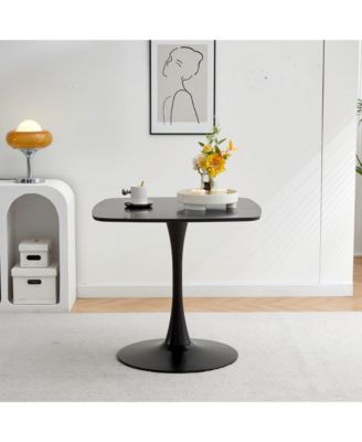 24 Inch Square Dining Table for 2-4 Person, Modern Small Dining Table with Sturdy Metal Pedestal Base