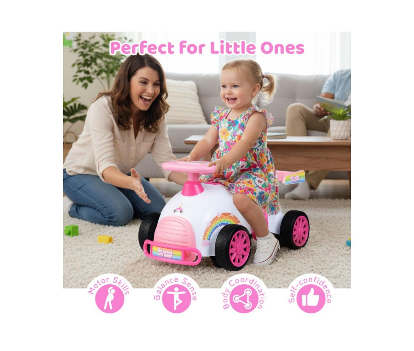 Детская игрушка HONGGE Kids Ride On Sliding Car with Music and Storage, цвет: Розовый — фото 9