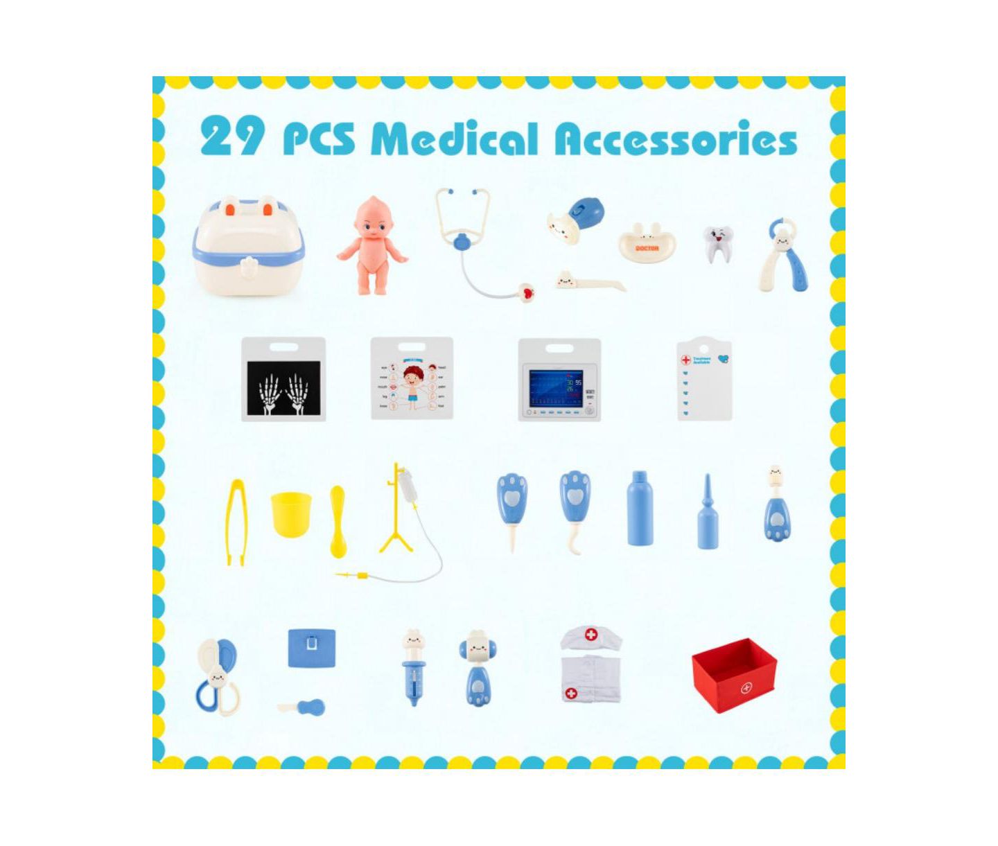 Детский игровой набор HONGGE Medical Center X-Ray and ECG Tools 7-Piece Playset, Ages 3+, цвет: Синий — фото 10