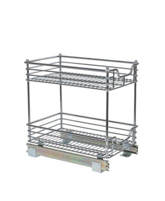 Glidez 11.5" W Steel Pull-Out Storage Organizer, 2-Tier Design, Chrome